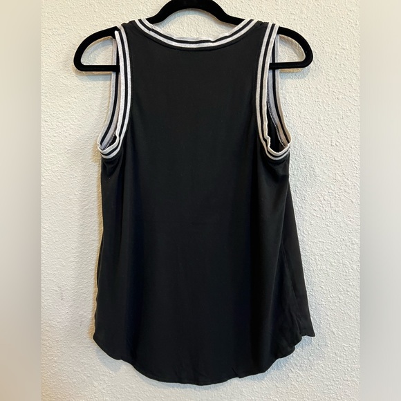 Loft semi-sheer black tank top stripped trim size small a1032 - Picture 2 of 4